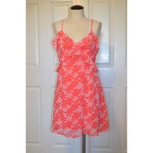 miami Women's Sleeveless‎ Sun Dress Size L Orange Floral